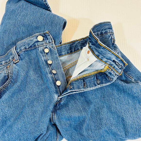 Levi's Mens 36x29 501 Button Fly Jeans Blue Straight Leg Cotton Made in Egypt - Picture 7 of 12